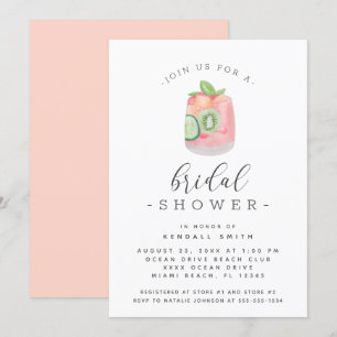 Watercolor Cocktail Minimalist Bridal Shower Invitation