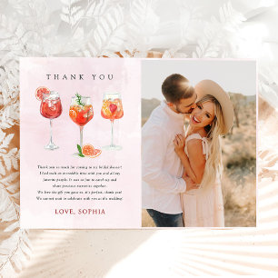 Watercolor Cocktail Party Bridal Shower Photo Thank You Card