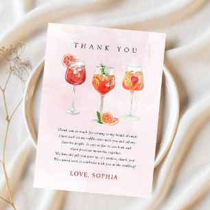 Watercolor Cocktail Party Bridal Shower Thank You Card