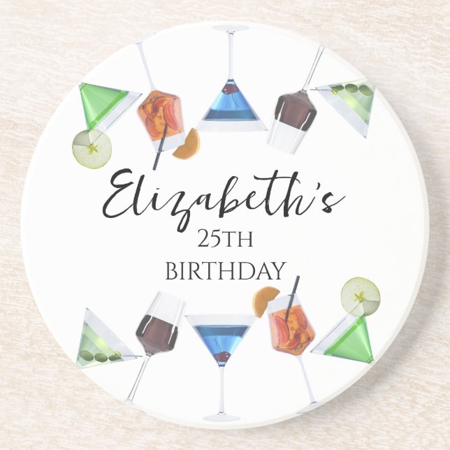 Watercolor cocktail party coaster (Front)