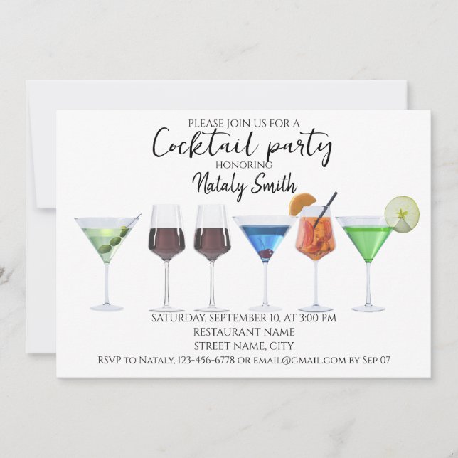 Watercolor cocktail party invitation (Front)
