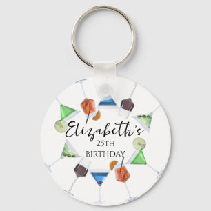 Watercolor cocktail party key ring