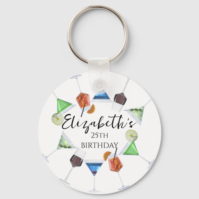 Watercolor cocktail party key ring (Front)