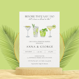 Watercolor Cocktail Party Margarita Wedding Shower Invitation