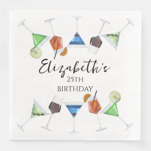Watercolor cocktail party napkin