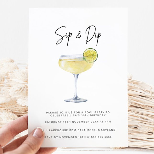 Watercolor Cocktail Pool Party 30th Birthday  Invitation (Creator Uploaded)