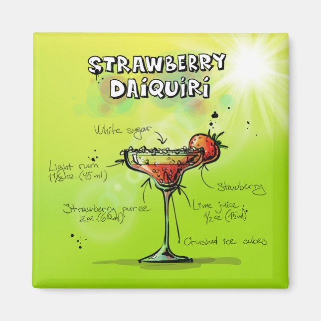 Watercolor Cocktail Recipe Magnet (Front)