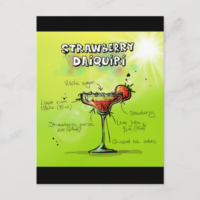 Watercolor Cocktail Recipe Postcard (Front)