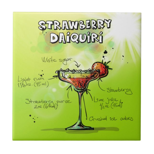 Watercolor Cocktail Recipe Tile (Front)
