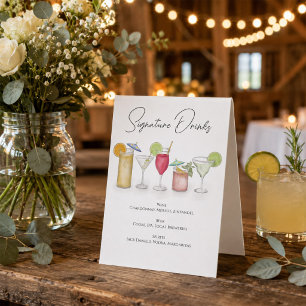 Watercolor Cocktail Signature Drinks Calligraphy 