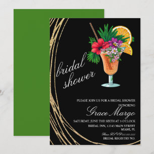 Watercolor Cocktail Tropic Bridal Shower  Invitation