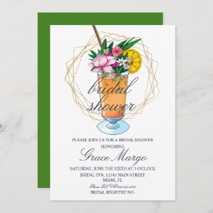 Watercolor Cocktail Tropical Bridal Shower Invitation