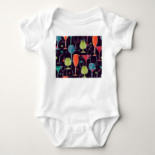 Watercolor cocktails, colourful vintage pattern. baby bodysuit