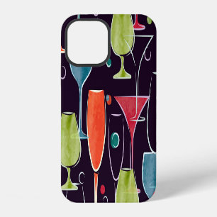 Watercolor cocktails, colourful vintage pattern. iPhone 12 case