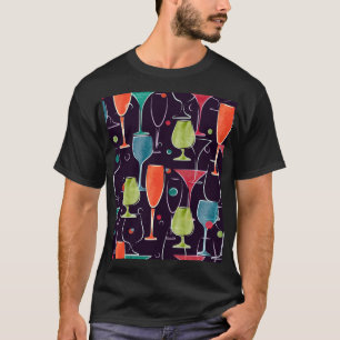 Watercolor cocktails, colourful vintage pattern. T-Shirt