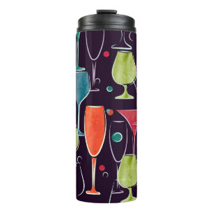 Watercolor cocktails, colourful vintage pattern. thermal tumbler