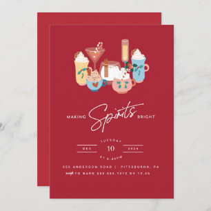 Watercolor Cocktails Holiday Party Invitation