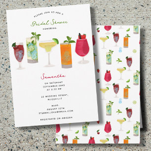 Watercolor Cocktails Party Drinks Bridal Shower Invitation