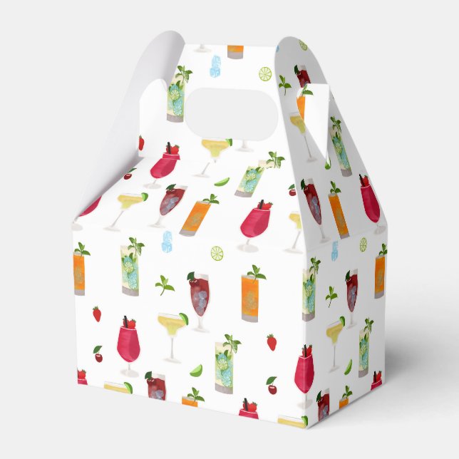 Watercolor Cocktails & Party Drinks Favour Box (Front Side)
