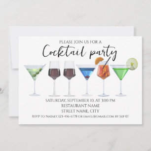 Watercolor cocktails party invitation