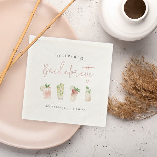 Watercolor Cocktails Personalized Bachelorette Napkin