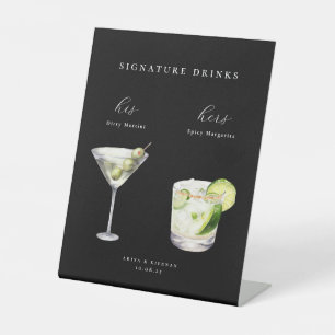 Watercolor Cocktails Wedding Signature Drinks Pedestal Sign