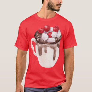 Watercolor Cocoa Mug Santa Christmas Tree Lights X T-Shirt
