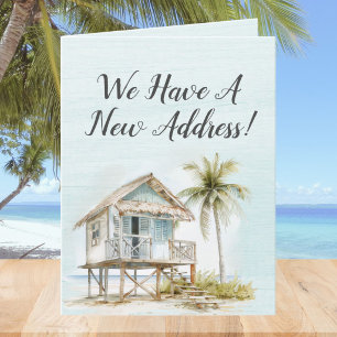 Watercolor Coconut Beach House Moving Announcement