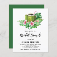 Watercolor Coconut Summer Bridal Brunch Invitation