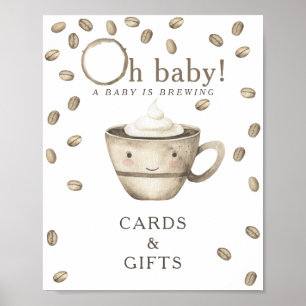 Watercolor coffee baby shower Cards and Gifts Poster