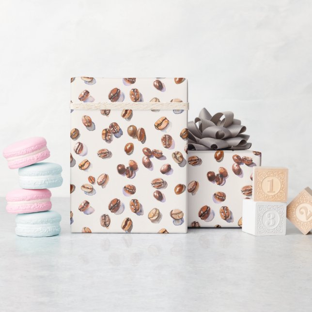 Watercolor Coffee Bean  Wrapping Paper (Baby Shower)