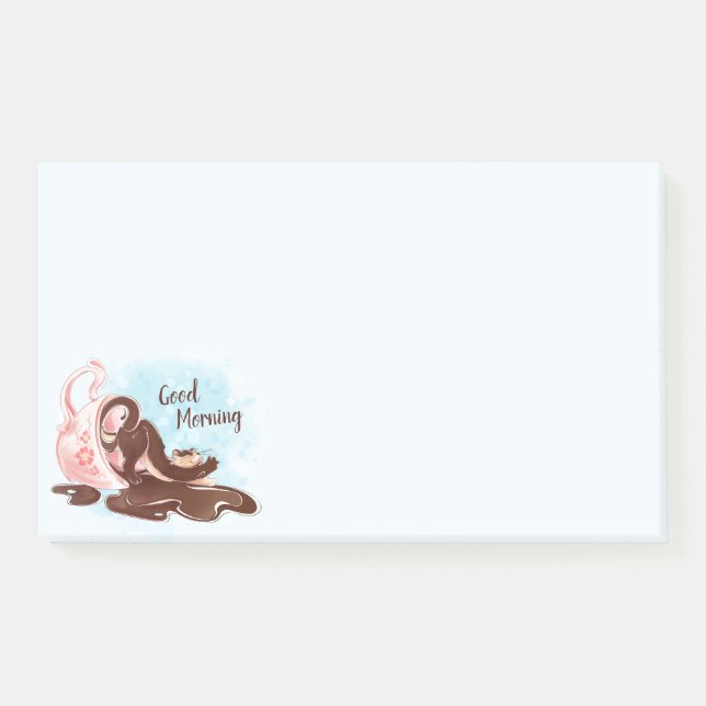 Watercolor Coffee Cat Post-it Notes (Front)