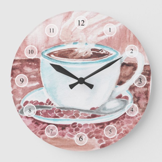Watercolor Coffee Clock (Front)