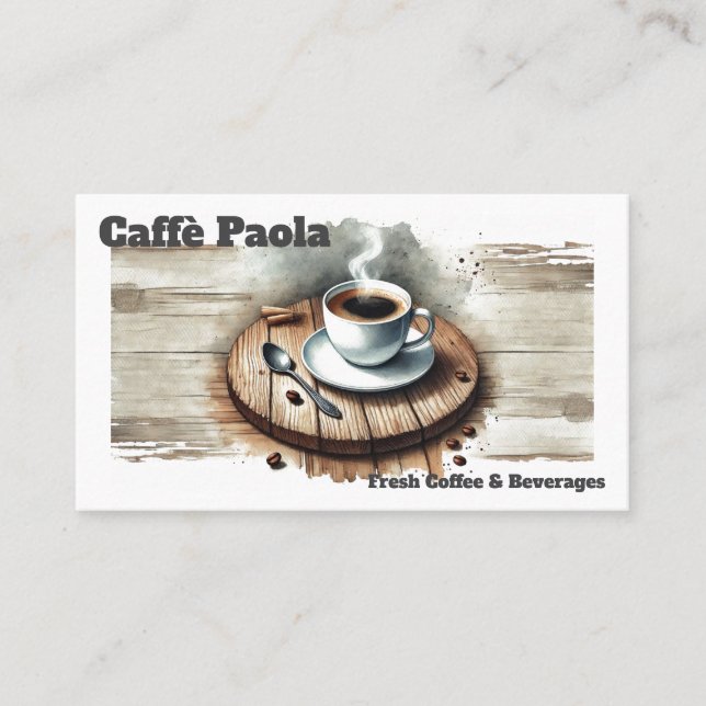 Watercolor coffee cup business card (Front)