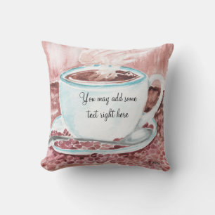 Watercolor Coffee Cup Pillow