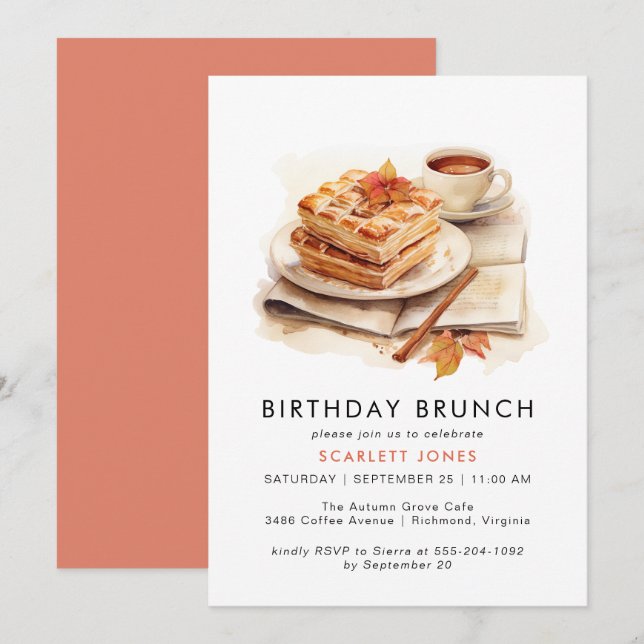 Watercolor Coffee | Cute Casual Birthday Brunch Invitation (Front/Back)