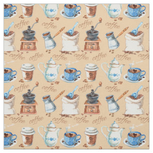 Watercolor Coffee Fabric