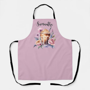 Watercolor Coffee Flowers Apron
