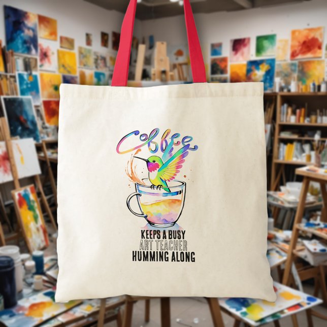 Watercolor Coffee Lover Hummingbird Teacher Pun Tote Bag (Watercolor Coffee Lover Hummingbird Teacher Pun Tote Bag)