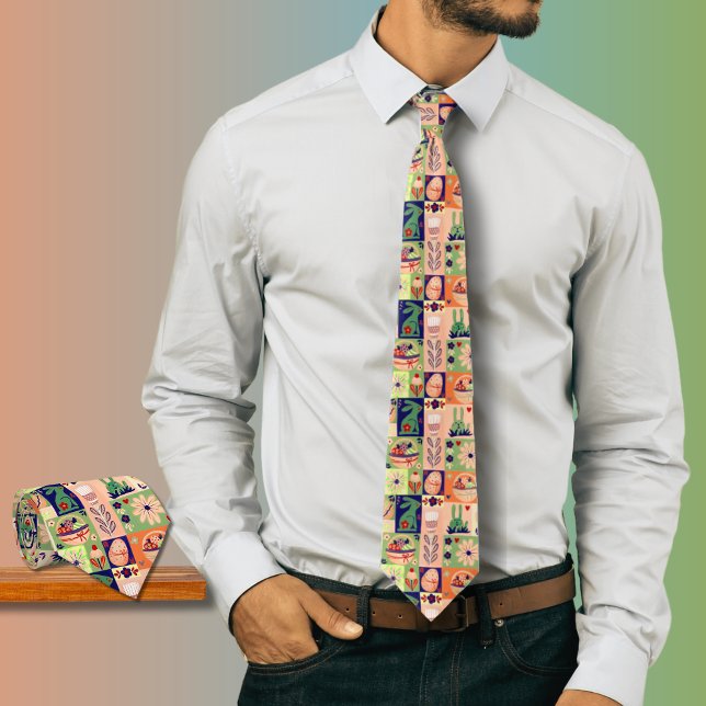Watercolor Collage Easter Bunny Tie (Watercolor Collage Easter Bunny Neck Tie)