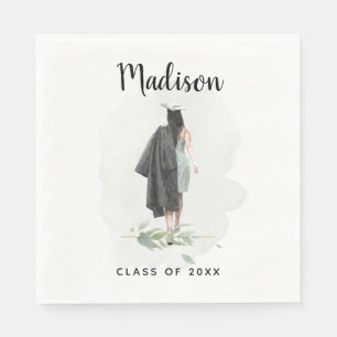 Watercolor College Graduation Your Name Grad Party Napkin
