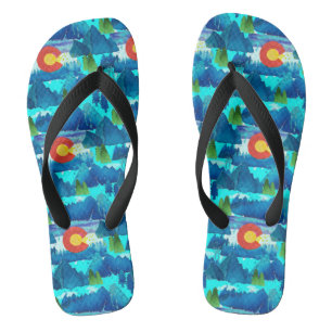 Watercolor Colorado Flip Flops