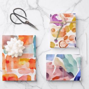 Watercolor colorful abstract wrapping paper sheet