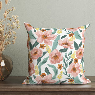 Watercolor Colorful Floral Cushion