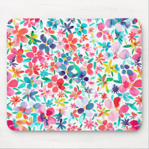 Watercolor Colorful Flower Petals Mouse Mat