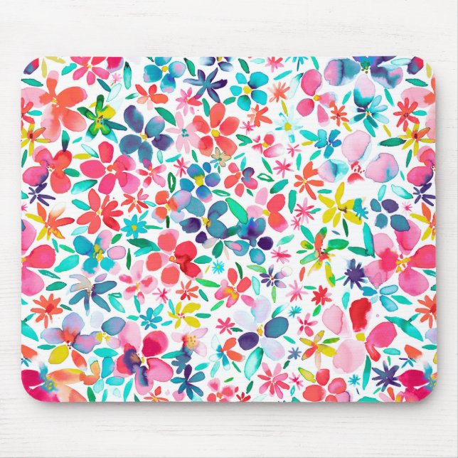 Watercolor Colorful Flower Petals Mouse Mat (Front)