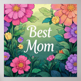 Watercolor Colorful Flowers Poster