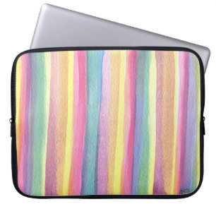 Watercolor Colorful Geometric Stripes Laptop Sleeve
