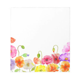 Watercolor Colorful Poppies flowers Notepad