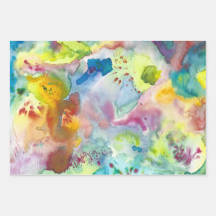 Watercolor colorful textured painting vivid wrapping paper sheet